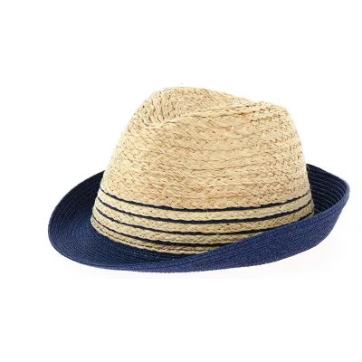 Chapeau Trilby Campanie Paille Papier Beige & Bleu- Traclet  Reference : 9390 | Chapellerie Traclet