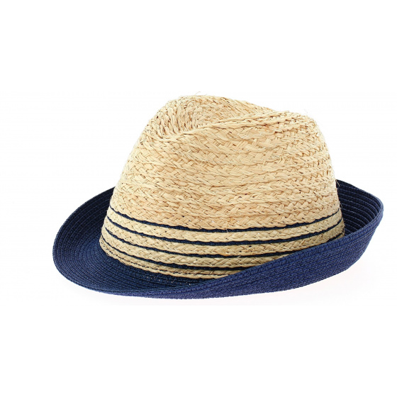 Trilby Campanie Straw Hat Paper Beige & Blue- Traclet 