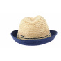Trilby Campanie Straw Hat Paper Beige & Blue- Traclet 