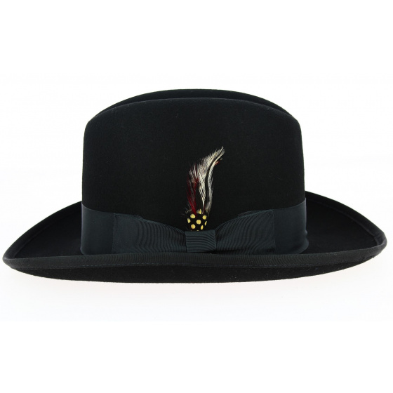 Black Wool Felt Homburg Hat - Traclet Black Wool Felt Homburg Hat - Traclet