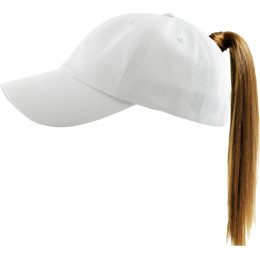 Women's Baseball Cap Ponytail White- Traclet