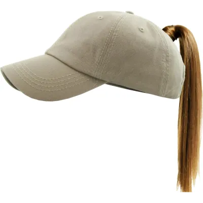 Women's Ponytail Baseball Cap Beige - Traclet Reference: 9429 | Traclet Hat Shop