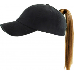 Women's Black Ponytail Baseball Cap - Traclet
