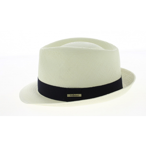 Trilby Panama Quito Natural Hat Navy Ribbon - Traclet