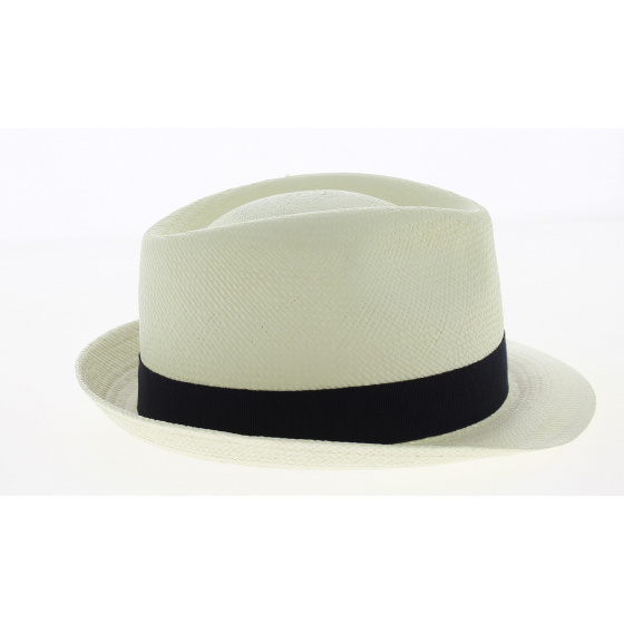 Chapeau Trilby Panama Quito Naturel Ruban Marine- Traclet