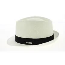 Chapeau Trilby Paille Papier Blanc Ruban Noir- Traclet Reference : 9439 | Chapellerie Traclet