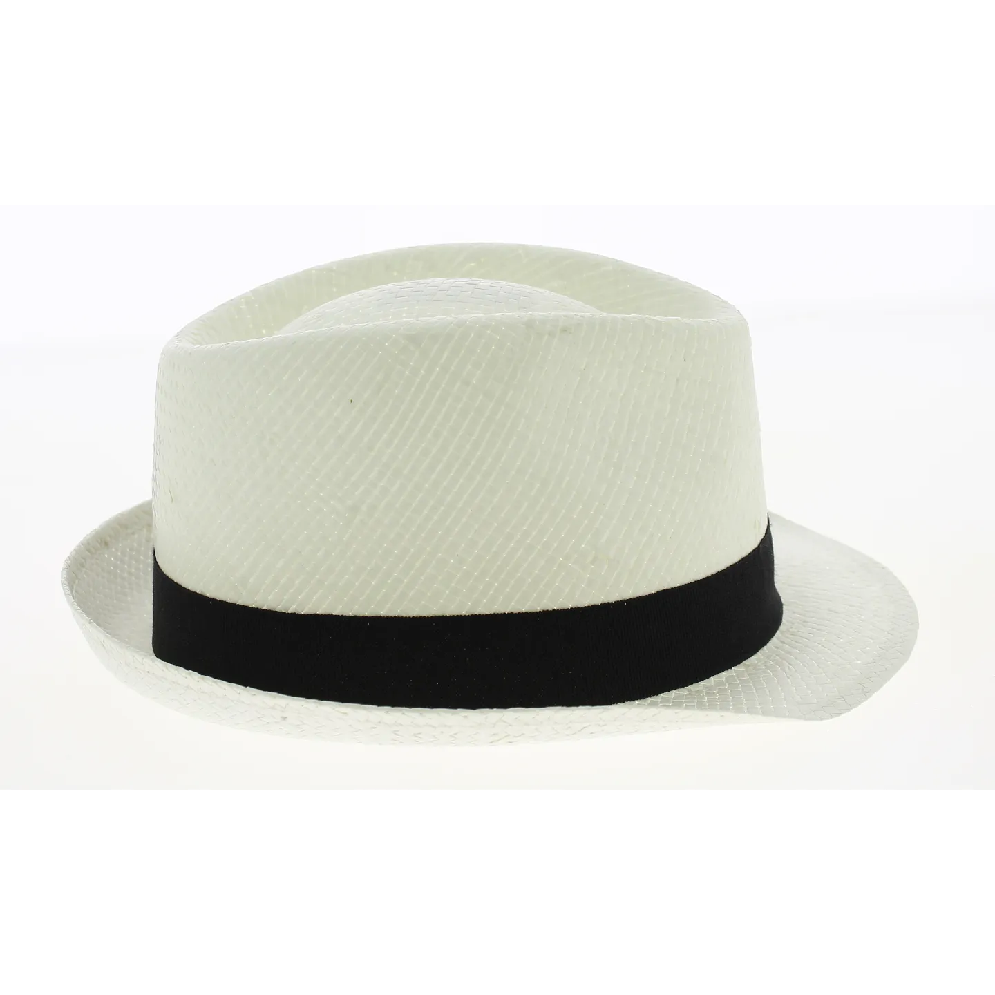 Chapeau Trilby Paille Papier Blanc Ruban Noir- Traclet Reference : 9439 | Chapellerie Traclet