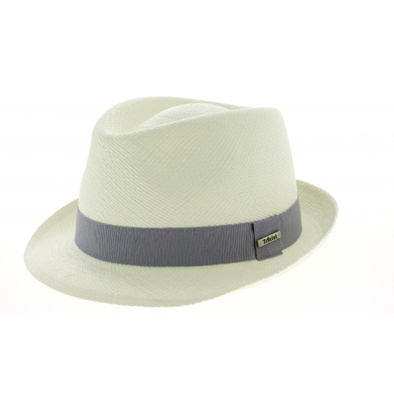 Chapeau Trilby Panama Quito Naturel Ruban Gris- Traclet