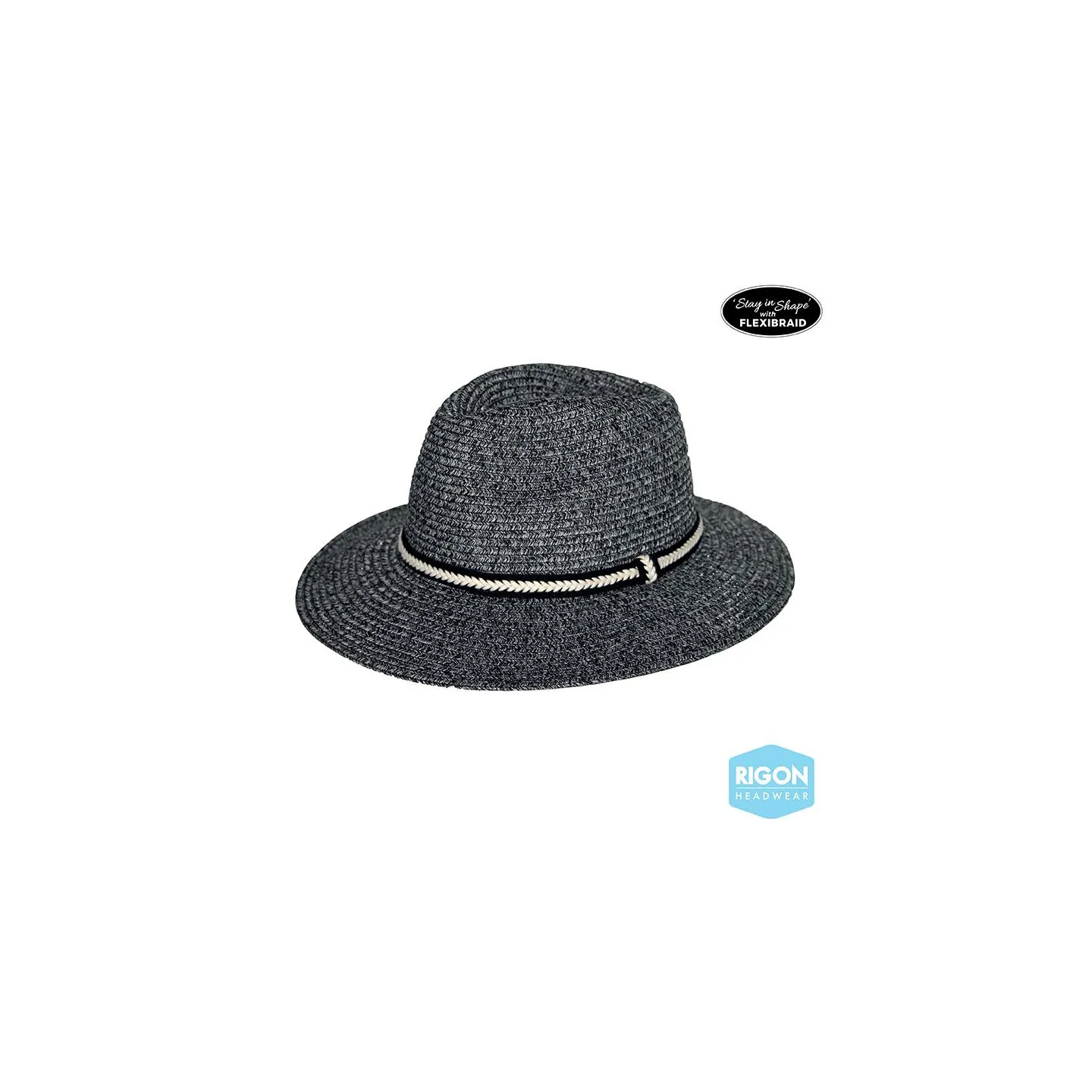 Chapeau Fedora Libby Fibres Naturelles Noir- Rigon Headwear Reference : 9446 | Chapellerie Traclet