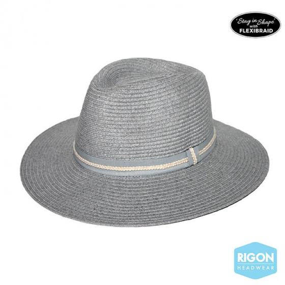 Libby Natural Fiber Fedora Hat in Gray - Rigon Headwear