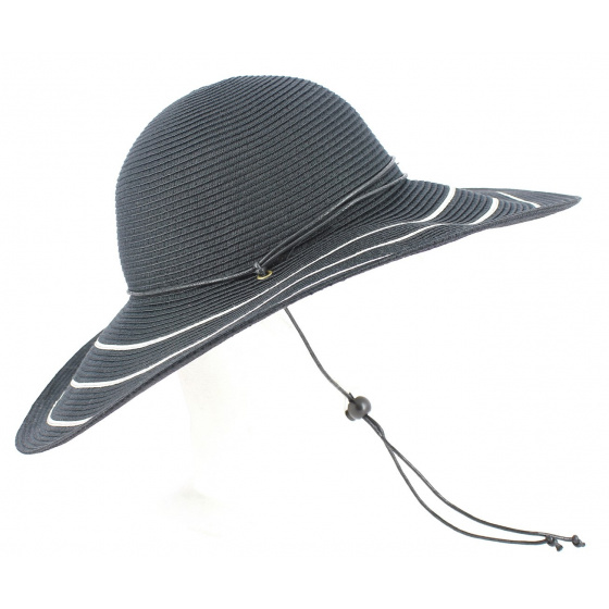 Capeline Freya Larges Bords Blanc/Noir - Rigon Headwear