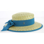 Belleville Wide-Brimmed Straw Hat Natural/Blue - Fléchet