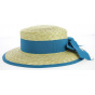 Belleville Wide-Brimmed Straw Hat Natural/Blue - Fléchet