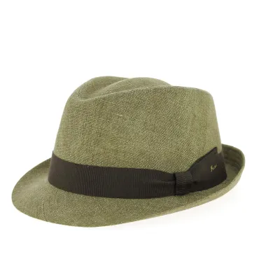 Taupe Linen Jakarta Trilby Hat - Fléchet  Reference: 9489 | Traclet Hat Shop