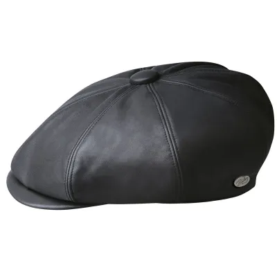 Black Leather Newsboy Cap Noclin - Bailey Reference: 9493 | Traclet Hatters
