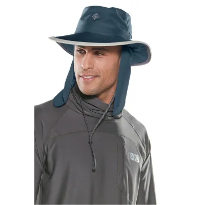 Navy & Gray Neck Cover Hat - Coolibar Reference: 9497 | Traclet Hat Shop