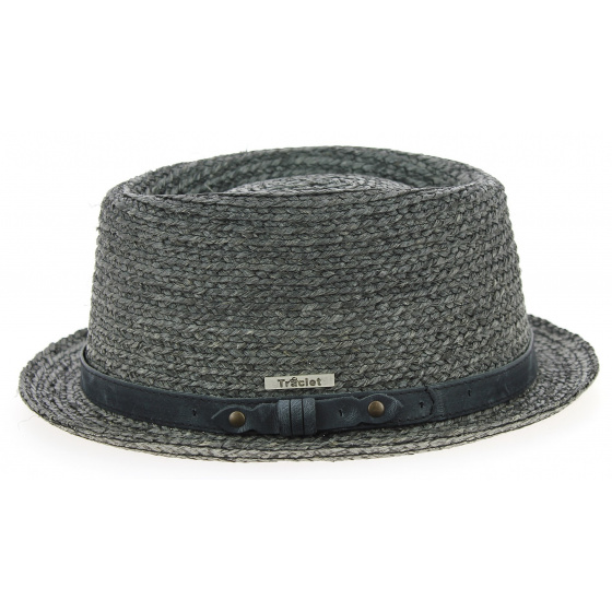 Indian Wells Straw PorkPie Hat Grey - Traclet