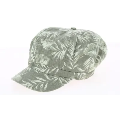 Retro Summer Futuna Cotton Newsboy Cap Olive - Traclet Reference: 9515 | Chapellerie Traclet
