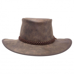 Traveller Crusher Bomber Hat Brown Leather - American Hat Makers