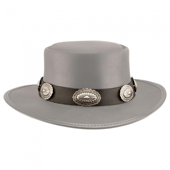 Garniture Chapeau Concho Cuir Noir