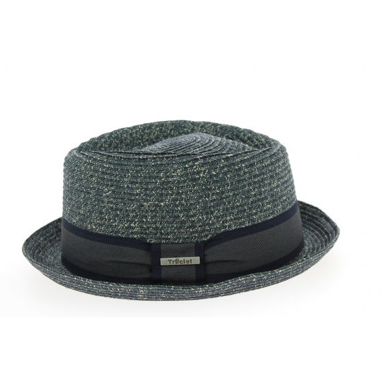 Ambérieux Navy Paper Straw Porkpie Hat - Traclet