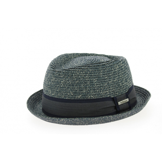Ambérieux Navy Paper Straw Porkpie Hat - Traclet