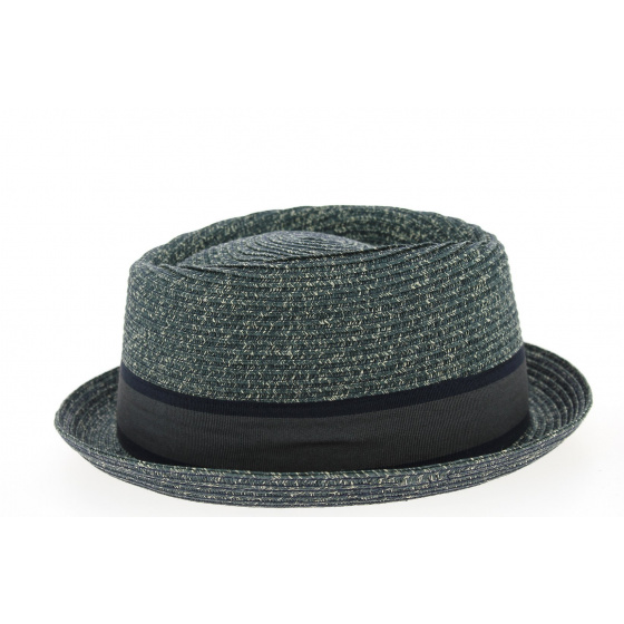 Ambérieux Navy Paper Straw Porkpie Hat - Traclet