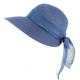 Clara Navy Paper Straw Sun Cap - Traclet