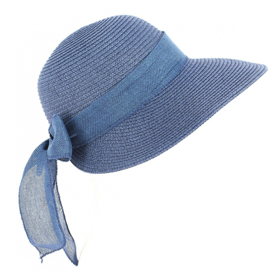 Casquette De Soleil Clara Paille Papier Marine - Traclet
