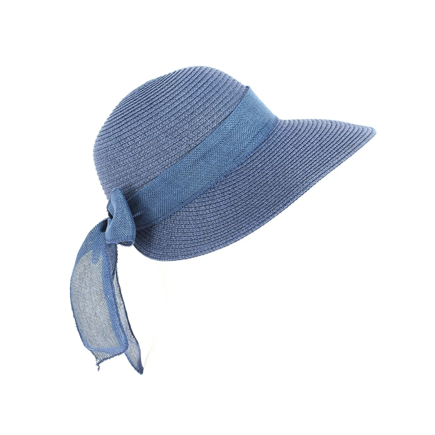 Casquette De Soleil Clara Paille Papier Marine- Traclet Reference : 9558 | Chapellerie Traclet