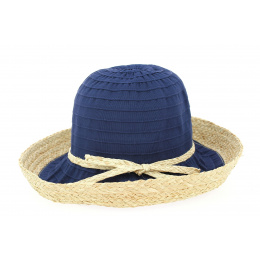 Witney Cloche Hat Raffia Marine- Traclet
