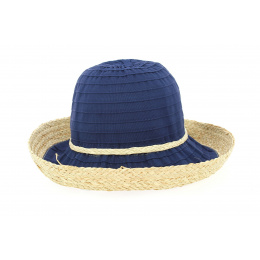 Witney Cloche Hat Raffia Marine- Traclet