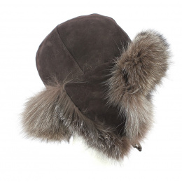 Brown Bluefrost Fox Fur Beanie - Traclet