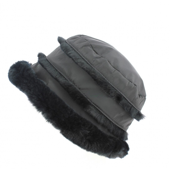 Black Rex Microfiber & Rabbit Fur Beanie - Traclet