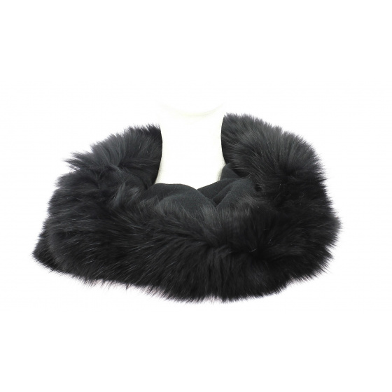 Fox Fur & Black Jersey Neck Warmer - Traclet