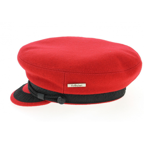 Red Elven Sailor Cap in Wool-Traclet