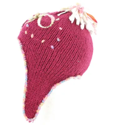 Bonnet peruvien fille ⇒ Achat bonnet inca, couleur cerise Reference : 1207 | Chapellerie Traclet