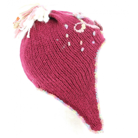 Cherry Peruvian beanie for girls