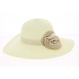 Summer Fiora Beige Wide-Brim Hat - Traclet