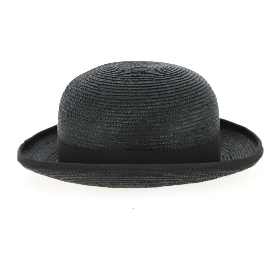 Black Straw Bowler Hat