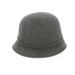 Angelina Gray Wool Felt Cloche Hat - Traclet