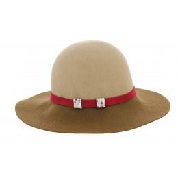 Camel Wool Felt Wide Brim Hat - Traclet
