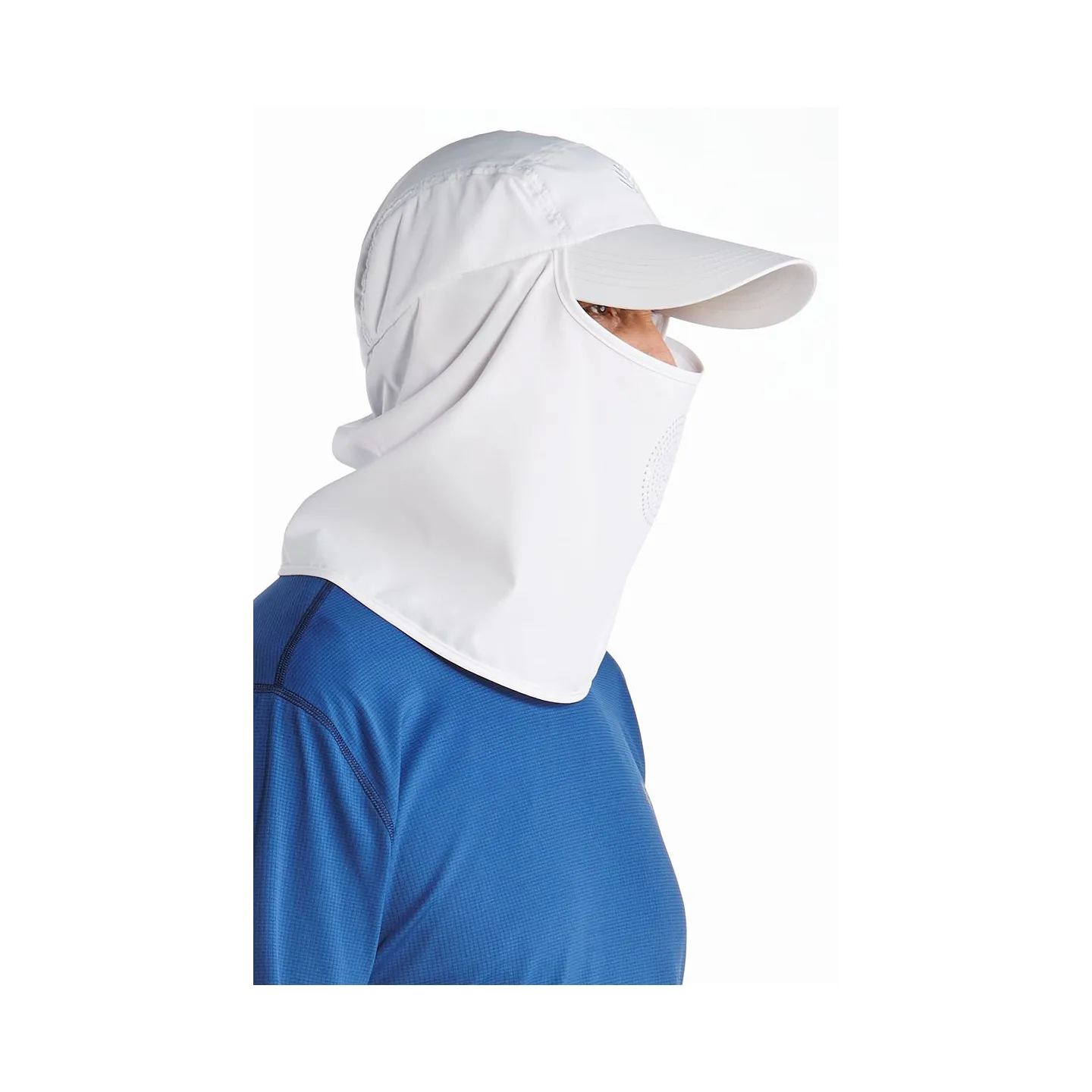 Casquette Ultra Sport cache-nuque & cache-visage Blanc- Coolibar Reference : 9632 | Chapellerie Traclet