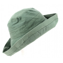 Moon Cotton Wide-Brimmed Hat Khaki - Traclet