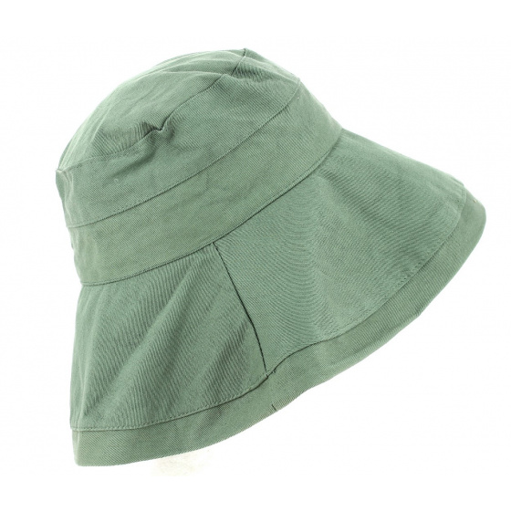 Moon Cotton Wide-Brimmed Hat Khaki - Traclet