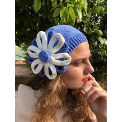 Irma Cotton Flower Blue Beret - BeBeret Reference: 9030 | Traclet Hat Shop