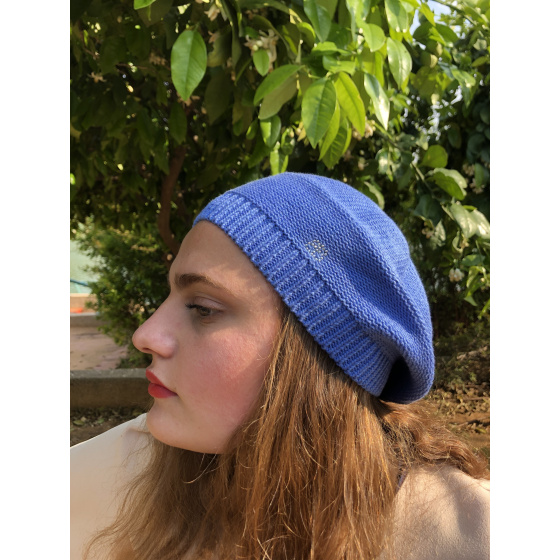Béret Irma Coton Fleur Bleu- BeBeret Béret Irma Coton Fleur Bleu- BeBeret