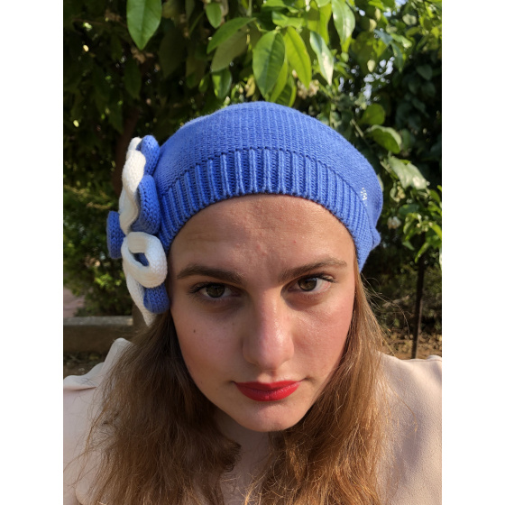 Irma Cotton Flower Blue Beret - BeBeret