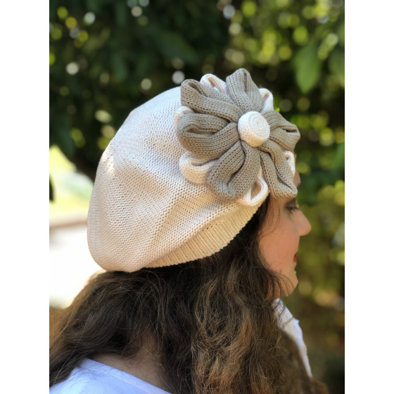 Béret Irma Coton Fleur rose pâle - BeBeret