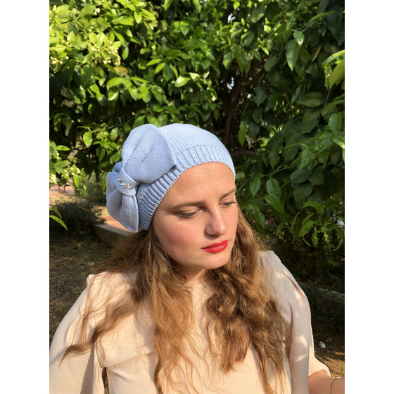 Bella Summer Beret Sky Blue Cotton - BeBeret Bella Summer Beret Sky Blue Cotton - BeBeret